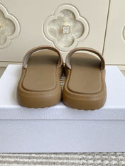 DIOR 26S DWAY SLIDES IN BROWN RUBBER SOLE