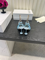 LOEWE 26S EMBELLISHED HIGH HEELS 60 MM IN LIGHT BLUE CALFSKIN