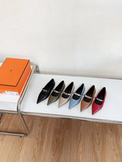 KIARA FLAT PUMP IN RUBY RED CALFSKIN