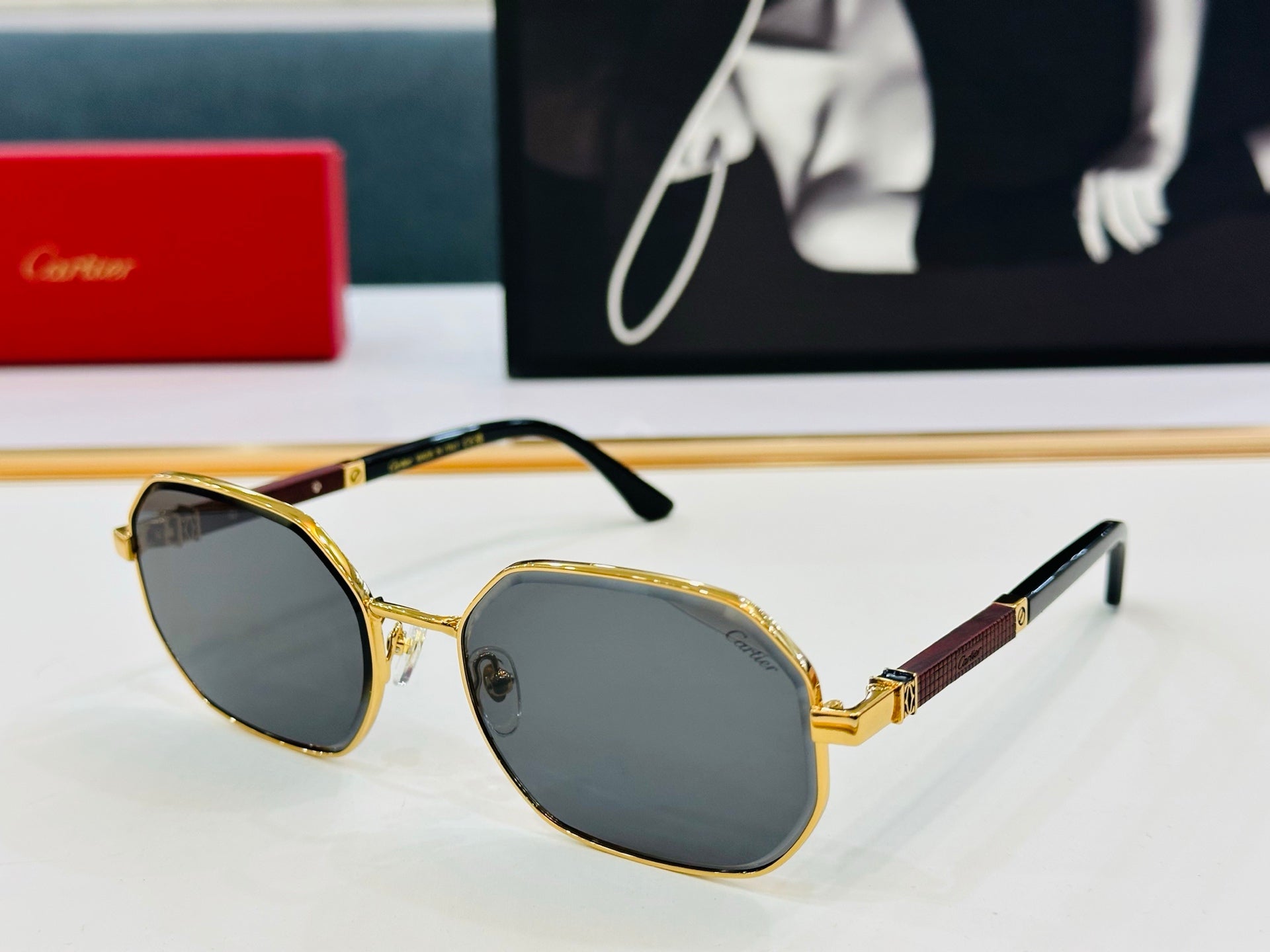 PREMIÈRE GEOMETRIC FRAME SUNGLASSES CT0492S IN METAL