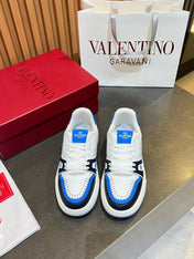 VALENTINO 26S ONESTUD SNEAKERS IN WHITE MIX BLUE CALFSKIN