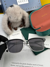 RECTANGULAR FRAME SUNGLASSES G7637 IN METAL AND ACETATE