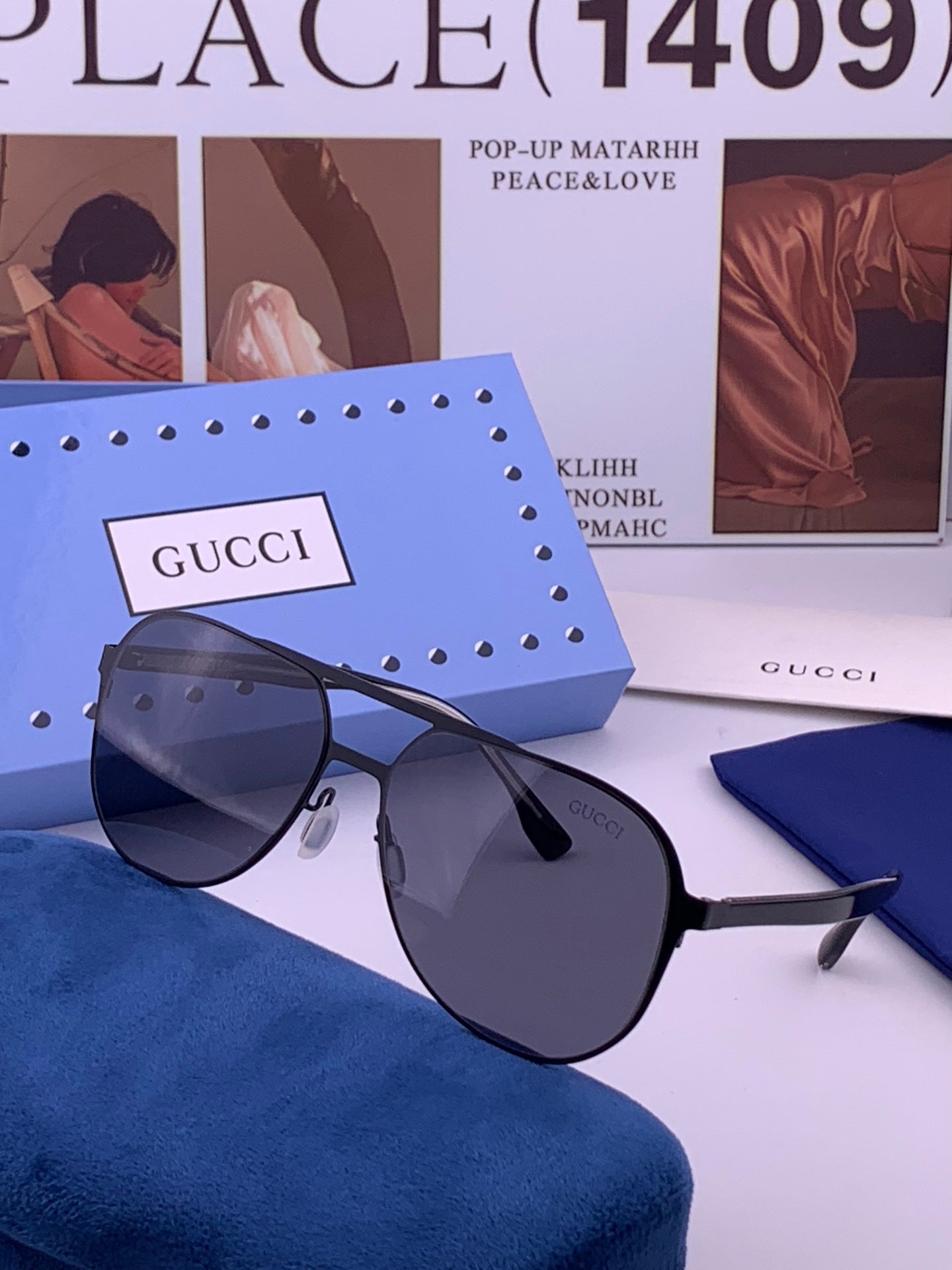 GUCCI 26S AVIATOR FRAME IN METAL 422538