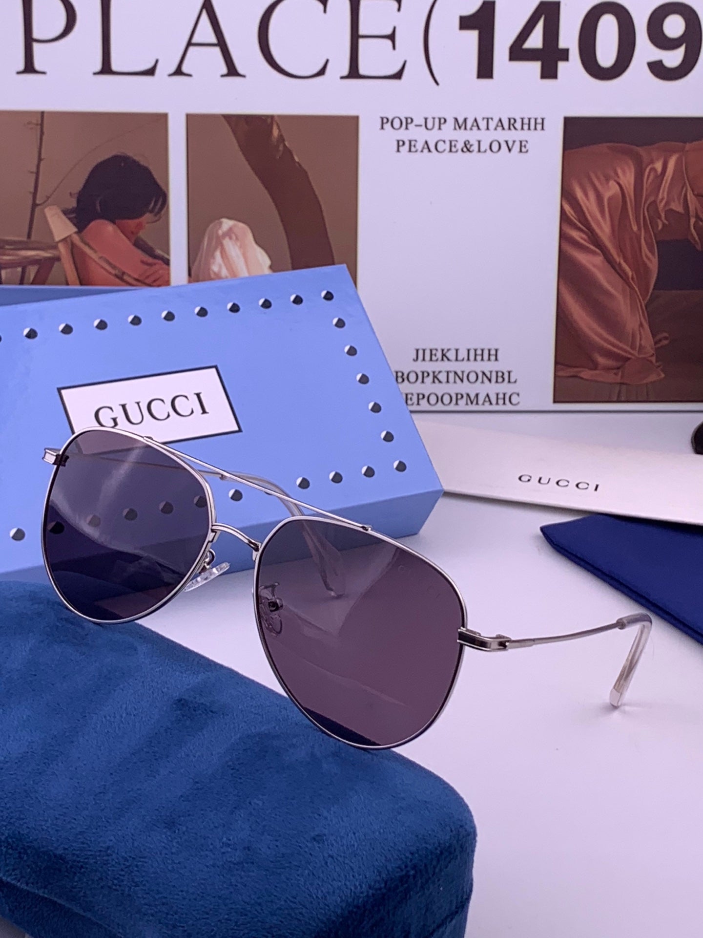 GUCCI 26S AVIATOR FRAME IN METAL 424702