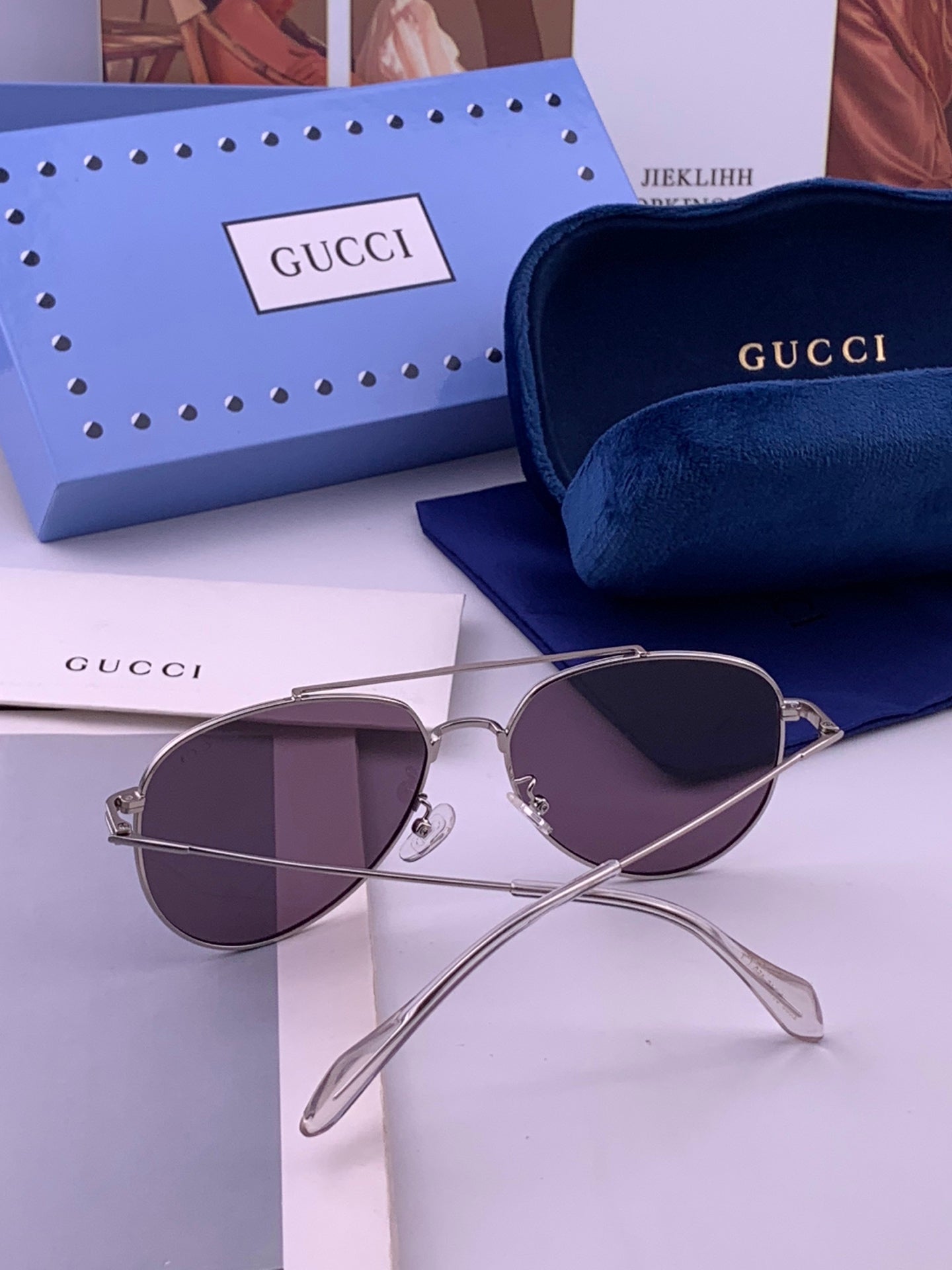 GUCCI 26S AVIATOR FRAME IN METAL 424702