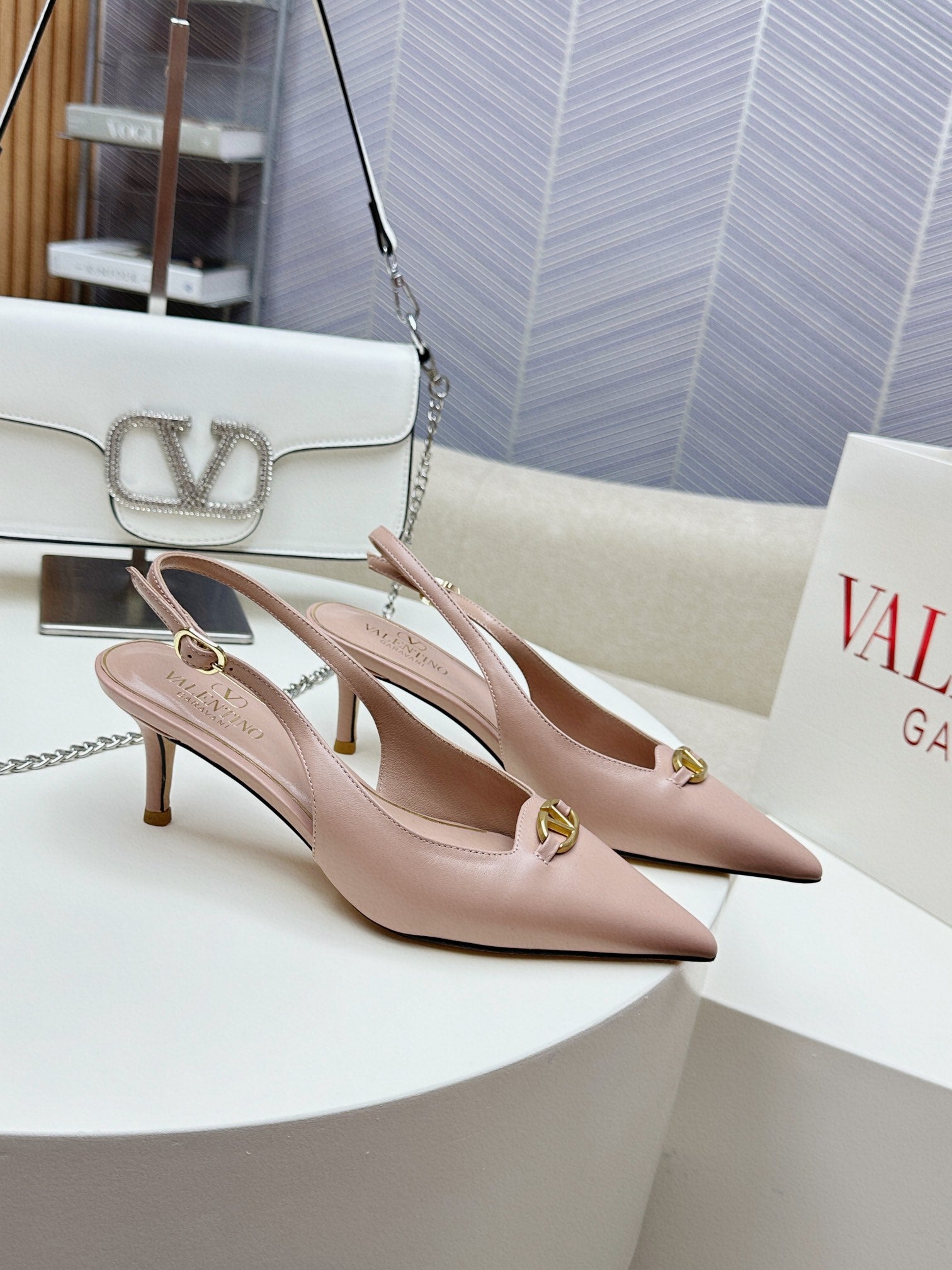 HIGH SLINGBACK 60MM IN BLUSH PINK CALFSKIN
