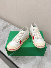 ELIOT SNEAKER IN WHITE MIX CHERRY RED CANVAS AND CALFSKIN