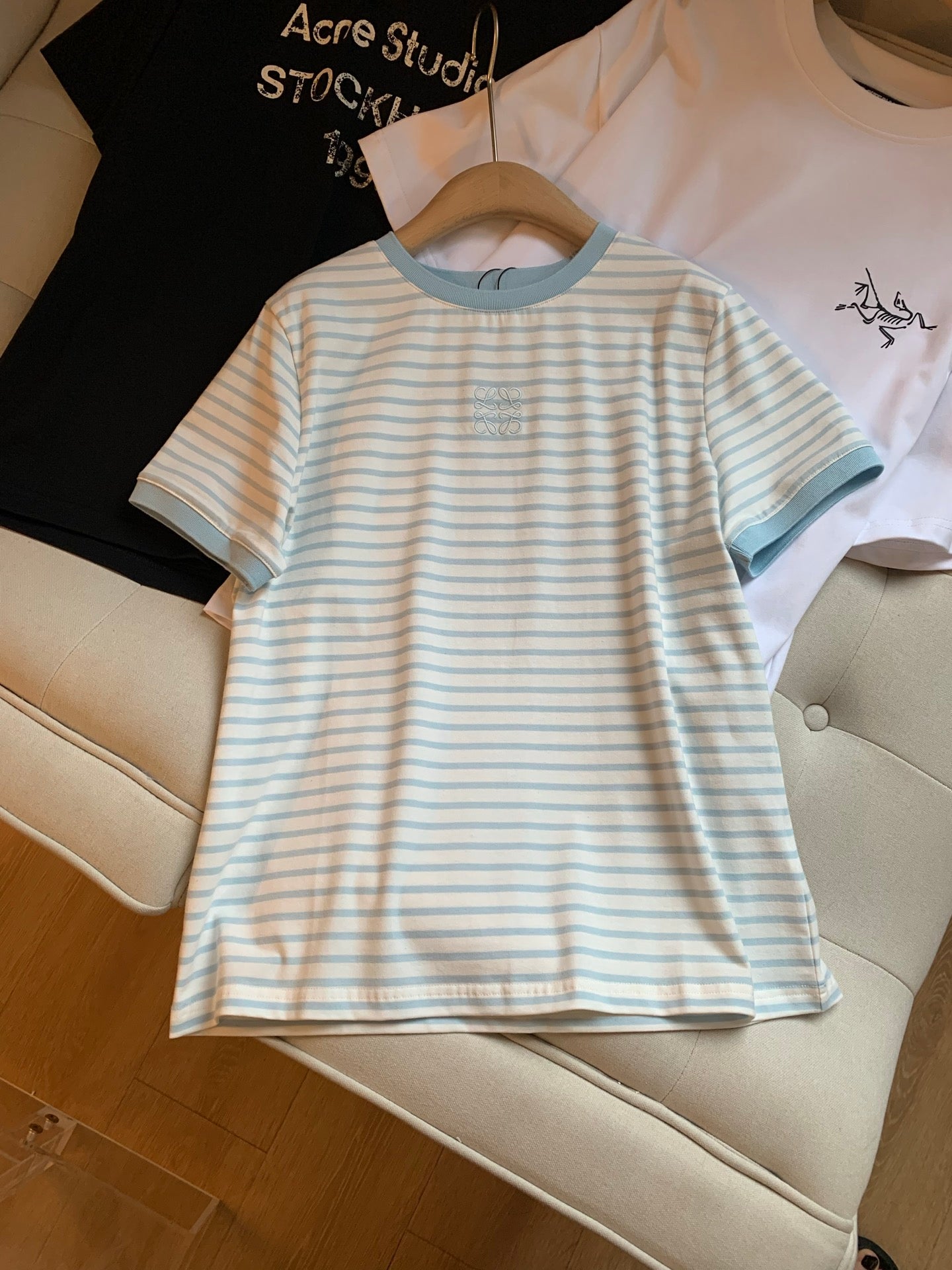 Loewe Short Sleeved T-shirt White mix Blue Cotton