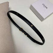 CL MINI 18 MM WESTERN BELT IN BLACK CALFSKIN GOLD HARDWARE