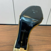 BALMAIN 25S SQUARE STRAP HIGH HEELS 100MM IN GOLD CALFSKIN