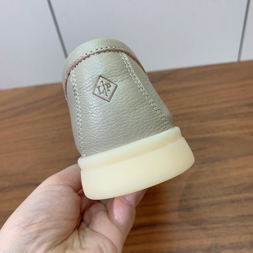 LP LOAFERS 25S IN MOSS GRAY LAMBSKIN WITH SILVER HARDWARE