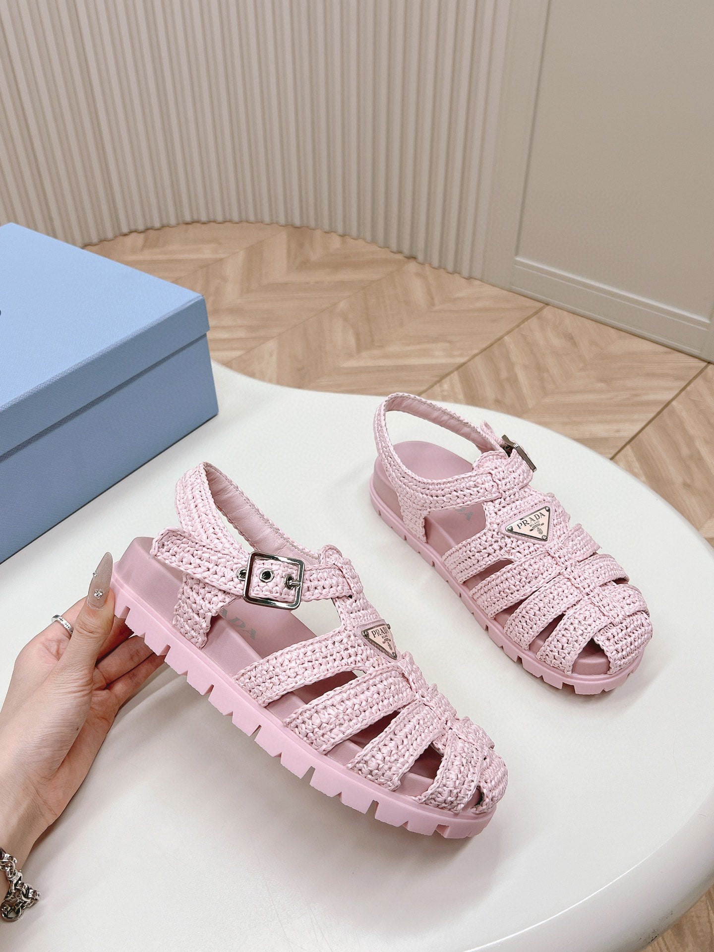 PRA RUBBER FISHERMAN SANDALS LIGHT PINK LAMBSKIN