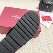 VIV' WINTER FUR STRASS BUCKLE SANDALS IN BLACK SHEEPSKIN