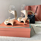 HIGH HEELS SANDALS 80 MM IN LIGHT BEIGE SATIN MIX SUEDE
