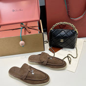 LP CHARMS WALK BABOUCHE LOAFERS CHOCOLATE BROWN SUEDE