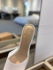 GIANVITO ROSSI 26S HEELED SANDALS 105 MM IN WHITE CALFSKIN