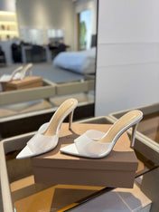GIANVITO ROSSI 26S HEELED SANDALS 105 MM IN WHITE CALFSKIN