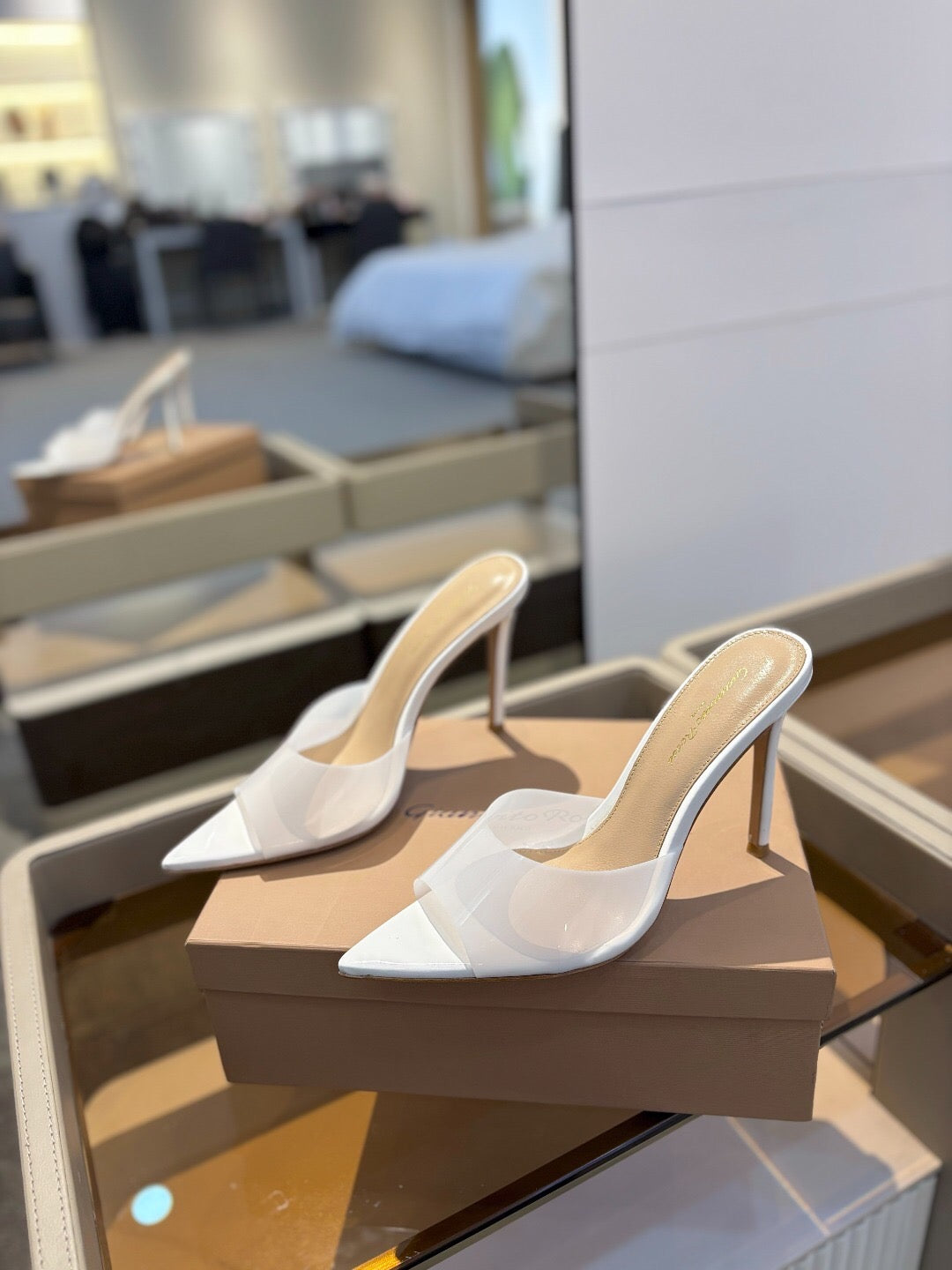 GIANVITO ROSSI 26S HEELED SANDALS 105 MM IN WHITE CALFSKIN