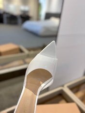 GIANVITO ROSSI 26S HEELED SANDALS 105 MM IN WHITE CALFSKIN