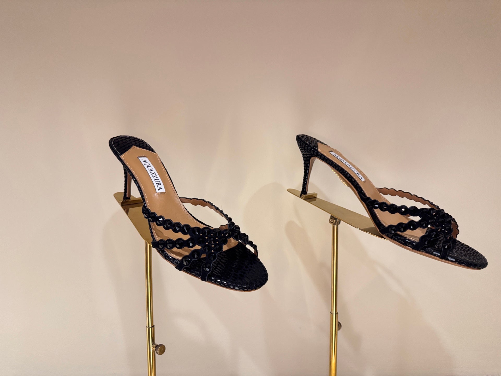 AQUAZZURA 26S HIGH-HEEL SANDALS 70 MM IN BLACK SUEDE