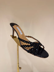 AQUAZZURA 26S HIGH-HEEL SANDALS 70 MM IN BLACK SUEDE