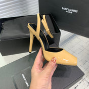 SL FISH MOUTH SANDAL PUMP FLAX POLISHED CALFSKIN
