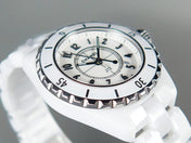 J12 Date Quartz White Ceramic Black Numerals White Dial