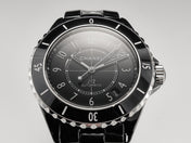 J12 Date Automatic Black Ceramic White Numerals Black Dial Black Steel Hands