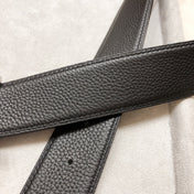 HM H D'ANCRE BELT BUCKLE & REVERSIBLE BLACK LEATHER STRAP 38 MM SILVER HARDWARE