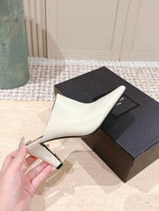 YSL 25S JILL MULES IN IVORY SMOOTH CALFSKIN