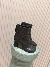 BOTTEGA VENETA 26S INTRECCIATO BOOTS 85 MM IN BLACK LAMBSKIN