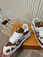 LV TRAINER SNEAKER PONY BROWN MIX WHITE