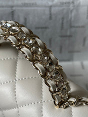 CC MINI 18 FLAP BAG IN WHITE LAMBSKIN