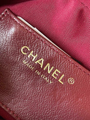 CAMERA BAG 18 IN BUCCANEER RED QUILTED LAMBSKIN DOUBLE C GOLD COIN