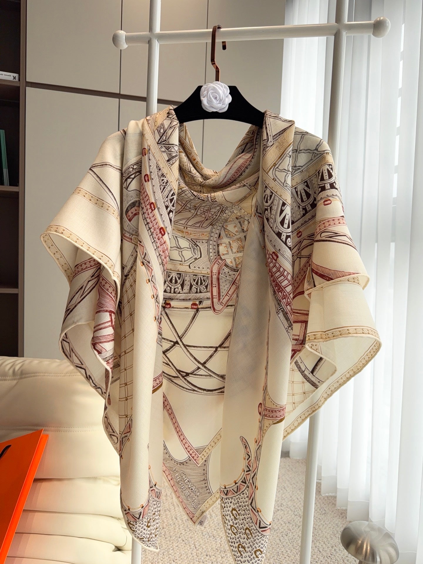 HERMES 26S SCARF 140 IN SILK AND CASHMERE 498304