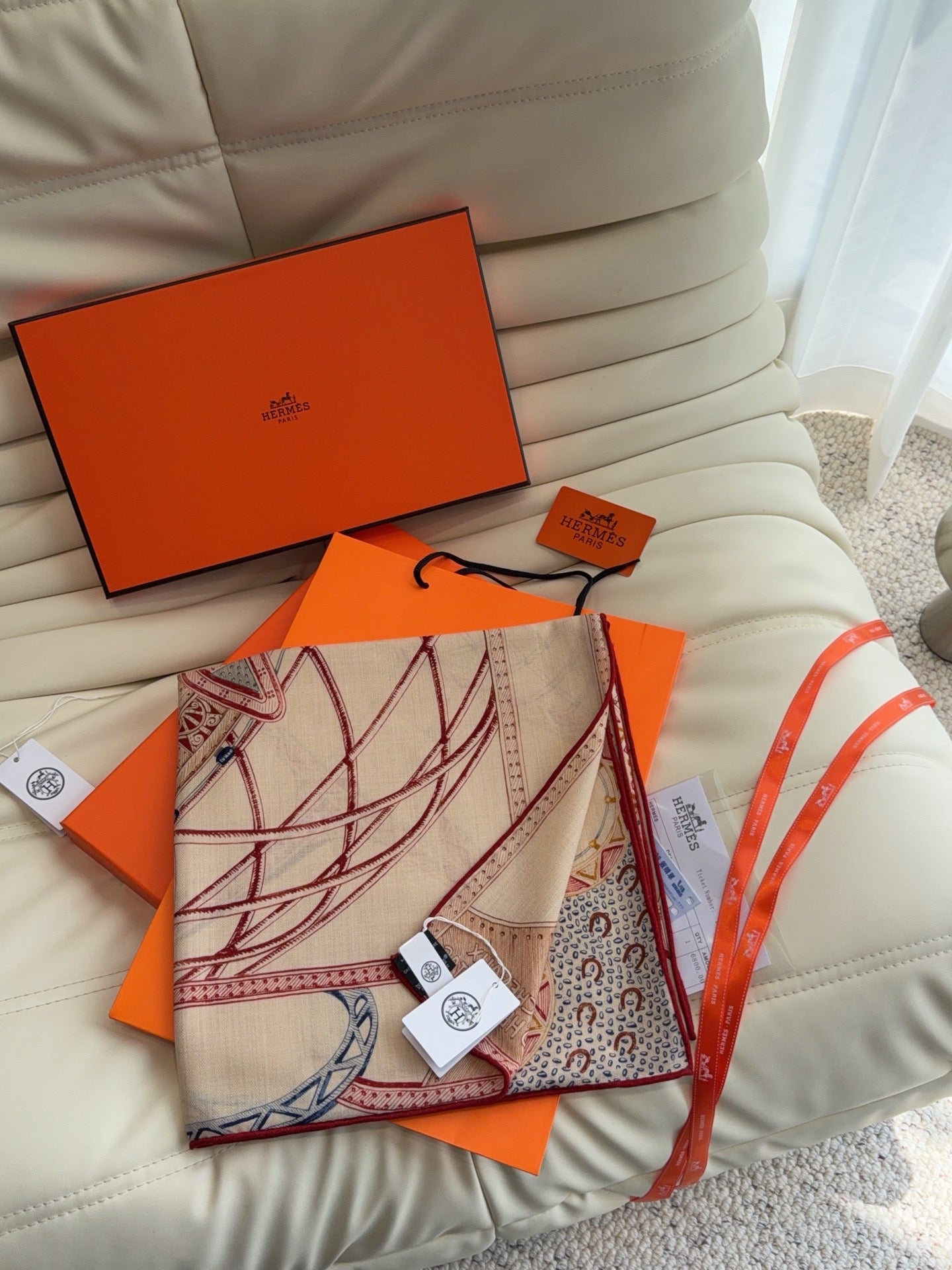 HERMES 26S SCARF 140 IN SILK AND CASHMERE 498305