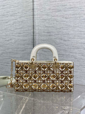 DIOR 25S SMALL LADY - JOY BAG 26 IN LATTE CANNAGE CALFSKIN WITH SPARKLING