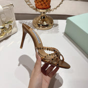 AQUAZZURA 26S HIGH-HEEL SANDALS 85 MM IN METALLIC GOLD CALFSKIN