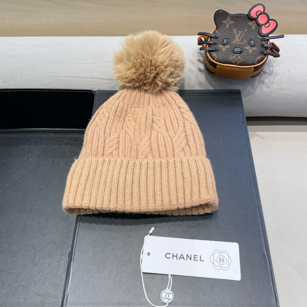 BEANIE HAT IN SEPIA TAN WOOL 422177