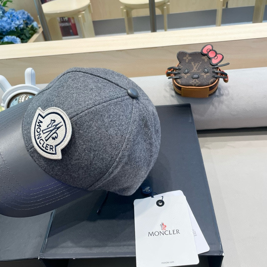 WOOL-TWEED AND LEATHER BASEBALL CAP SHARK GRAY 428239