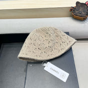 BUCKET HAT KHAKI BROWN KNITTED FABRIC WITH RABBIT FUR 428091