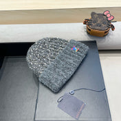 KNITTED BEANIE HAT IN GRAY WOOL 431617