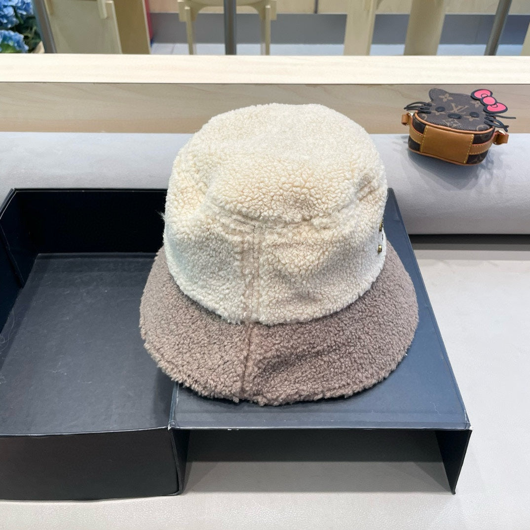 BUCKET HAT IN BEIGE MIX WENGE BROWN LAMB WOOL 431623