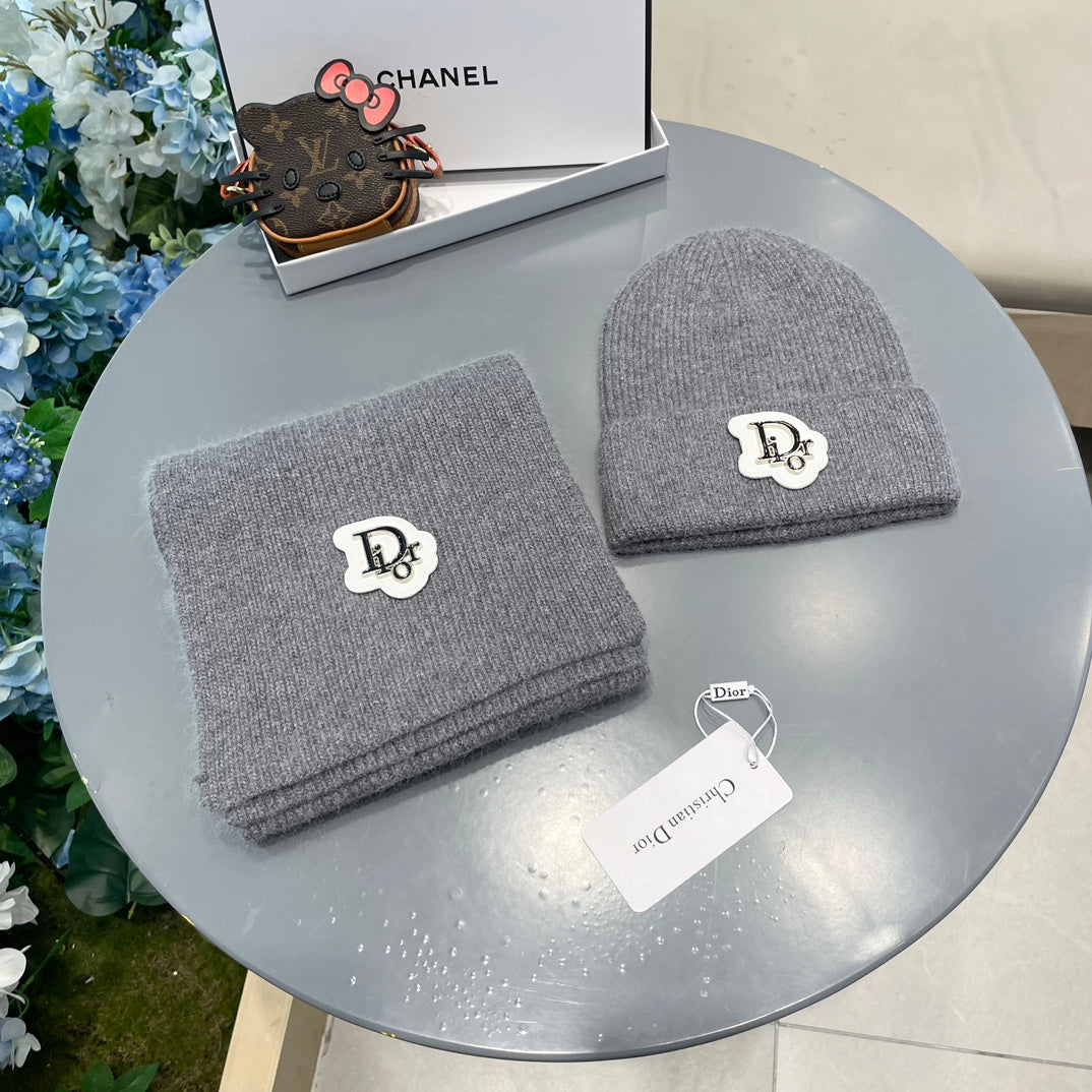 SET SCARF AND HAT IN GRAY CASHMERE WOOL 433242
