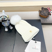 WOOL BEANIE WITH POM POM WHITE 435046