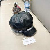 BAKER BOY HAT IN BLACK LEATHER 436763