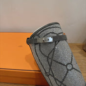HM 26S JUMPING BOOTS IN DARK GREY SUEDE AND RHINESTONE FABRIC
