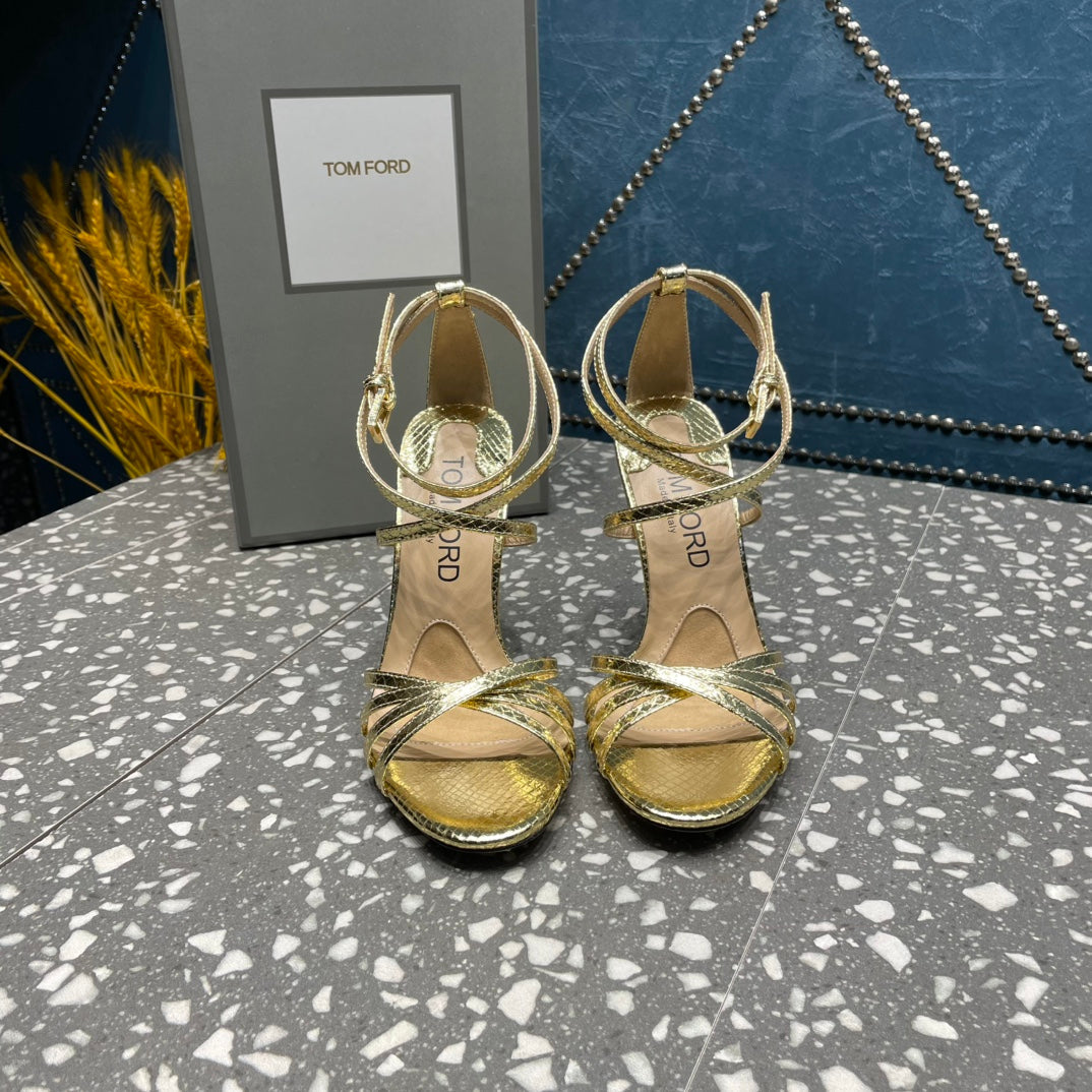 IDA SANDAL 10 CM IN GOLD SNAKE PATTERNED CALFSKIN