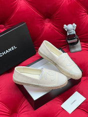 WOVEN LOAFERS IN WHITE BEIGE FABRIC