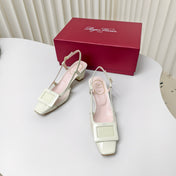 ROGER VIVIER 25S BELLE VIVIER SLINGBACK PUMPS 45MM IN LIGHT SAGE MESH FABRIC